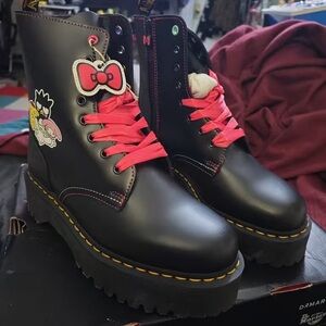 Dr. Martens Black Boots with Pink Accents